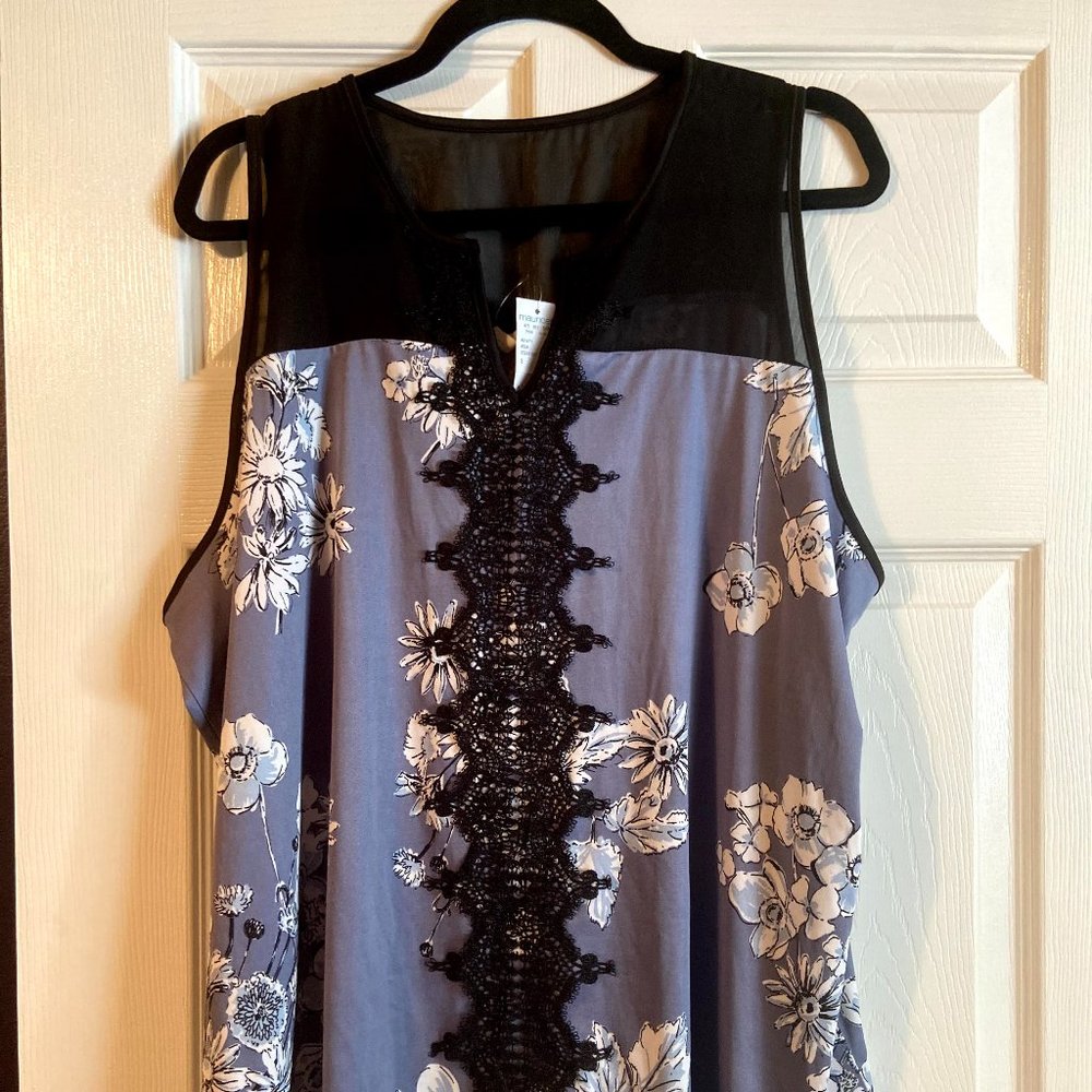 NWT Maurices Purple Tank w/ Mesh & Lace SZ 3